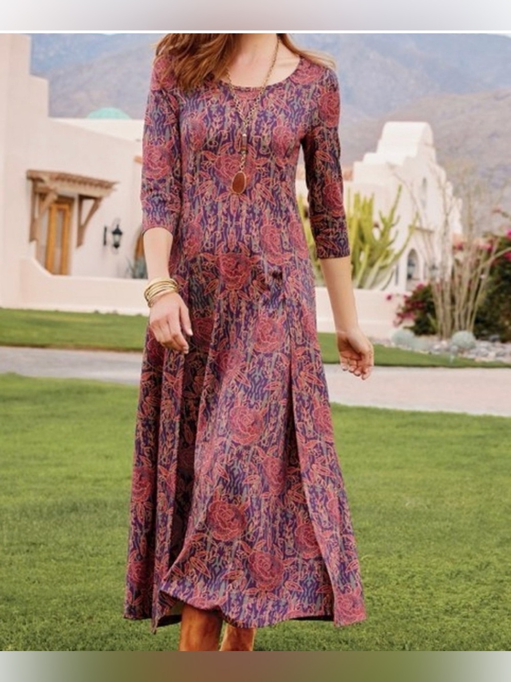Soft Surroundings Alcott Multi Color Floral Maxi Dress Large